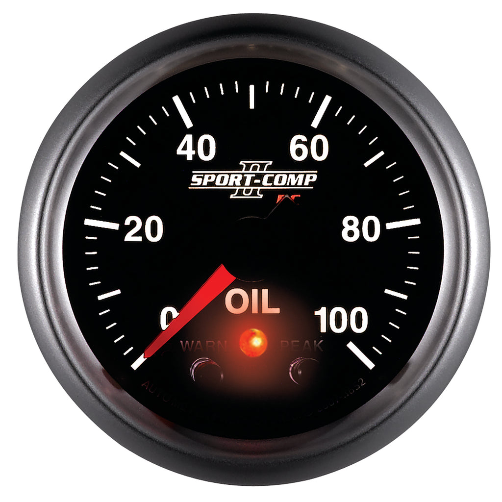 AutoMeter 3652 GAUGE, OIL PRESS, 2 1/16", 100PSI, DIGITAL STPR MTR W/ PK & WRN, SPORT-COMP II
