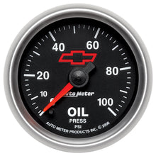 Load image into Gallery viewer, AutoMeter 3653-00406 GAGE, OIL PRSSURE, 2 1/16", 100PSI, DIGTL STPPR MTR, CHEVY RED BOWTIE, BLACK
