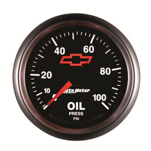 Load image into Gallery viewer, AutoMeter 3653-00406 GAGE, OIL PRSSURE, 2 1/16", 100PSI, DIGTL STPPR MTR, CHEVY RED BOWTIE, BLACK