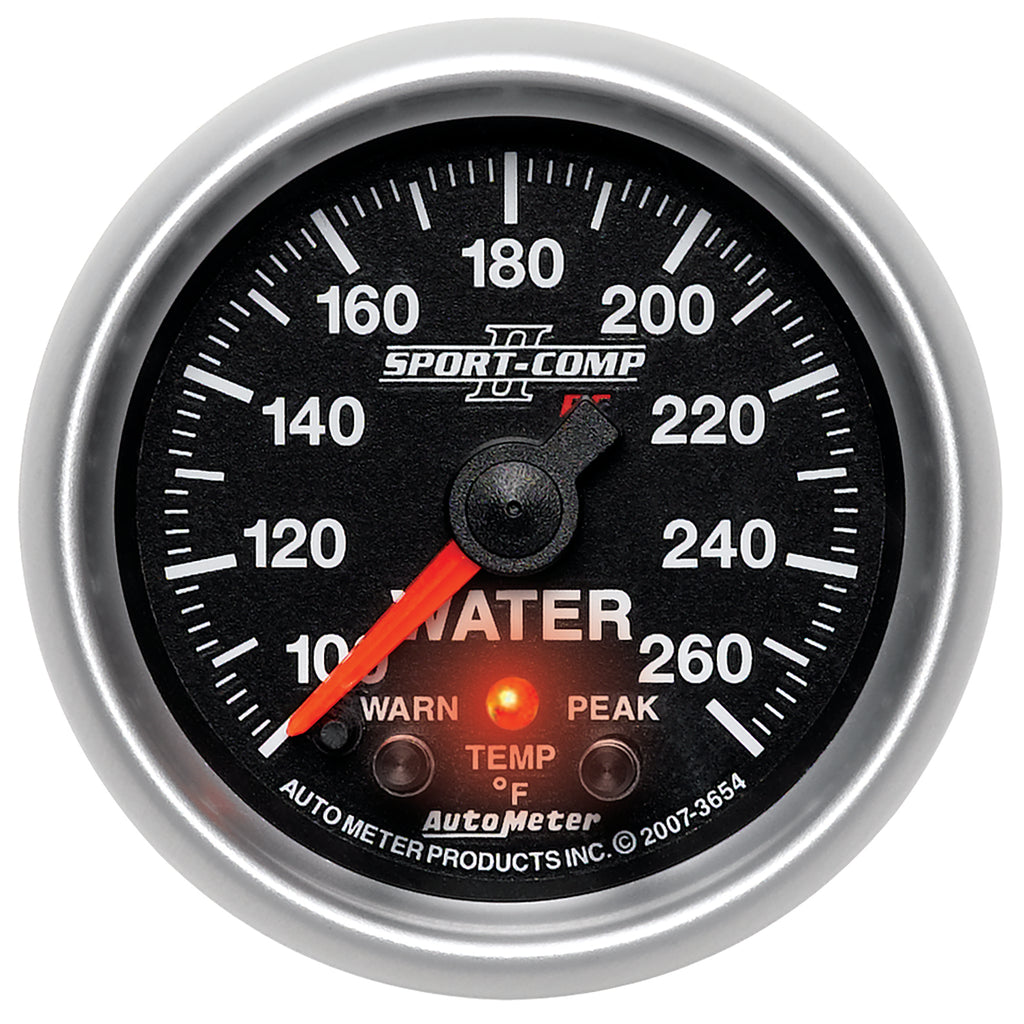 AutoMeter 3654 GAUGE, WATER TEMP, 2 1/16", 100-260?F, STEPPER MOTOR W/PEAK & WRN, SPORT-COMP II