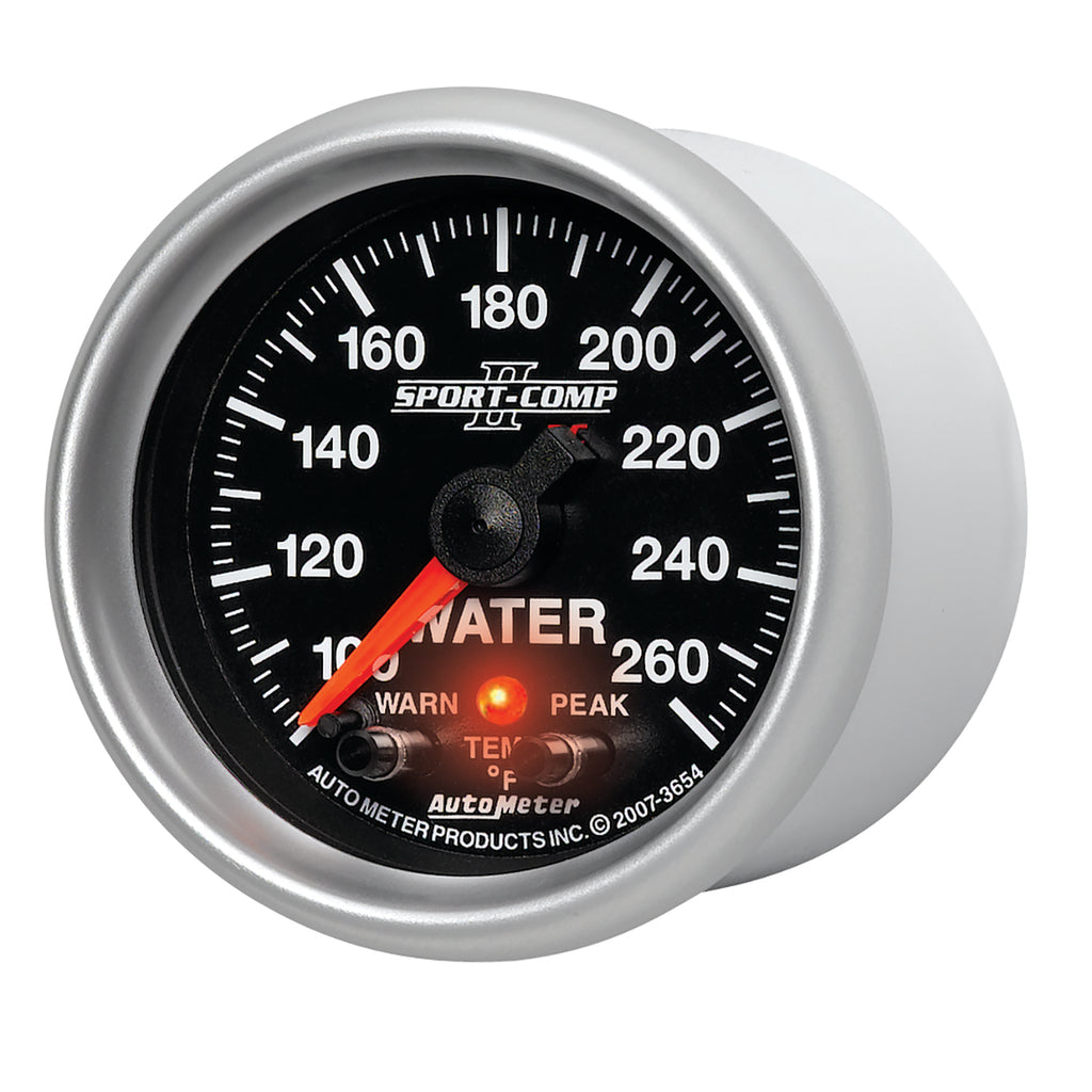AutoMeter 3654 GAUGE, WATER TEMP, 2 1/16", 100-260?F, STEPPER MOTOR W/PEAK & WRN, SPORT-COMP II