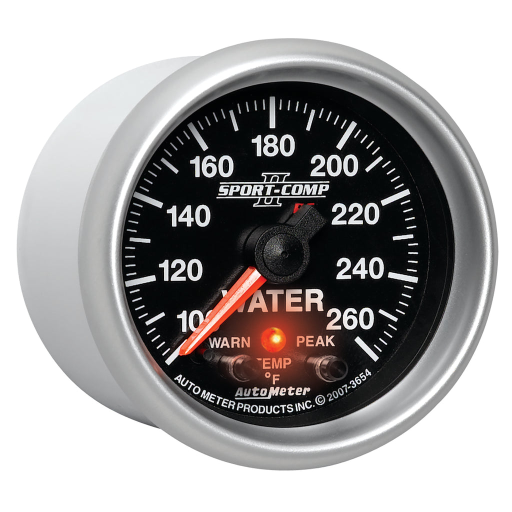 AutoMeter 3654 GAUGE, WATER TEMP, 2 1/16", 100-260?F, STEPPER MOTOR W/PEAK & WRN, SPORT-COMP II