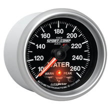 Load image into Gallery viewer, AutoMeter 3654 GAUGE, WATER TEMP, 2 1/16", 100-260?F, STEPPER MOTOR W/PEAK &amp; WRN, SPORT-COMP II