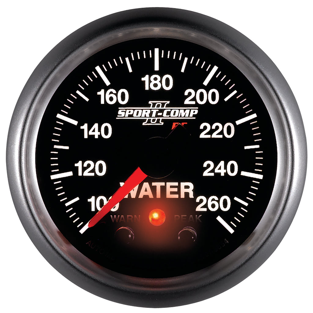 AutoMeter 3654 GAUGE, WATER TEMP, 2 1/16", 100-260?F, STEPPER MOTOR W/PEAK & WRN, SPORT-COMP II