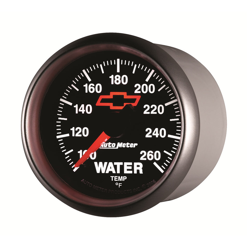 AutoMeter 3655-00406 GAGE, WTR TMP, 2 1/16", 100-260F, DIGTL STPPR MTR, CHEVY RED BOWTIE, BLACK