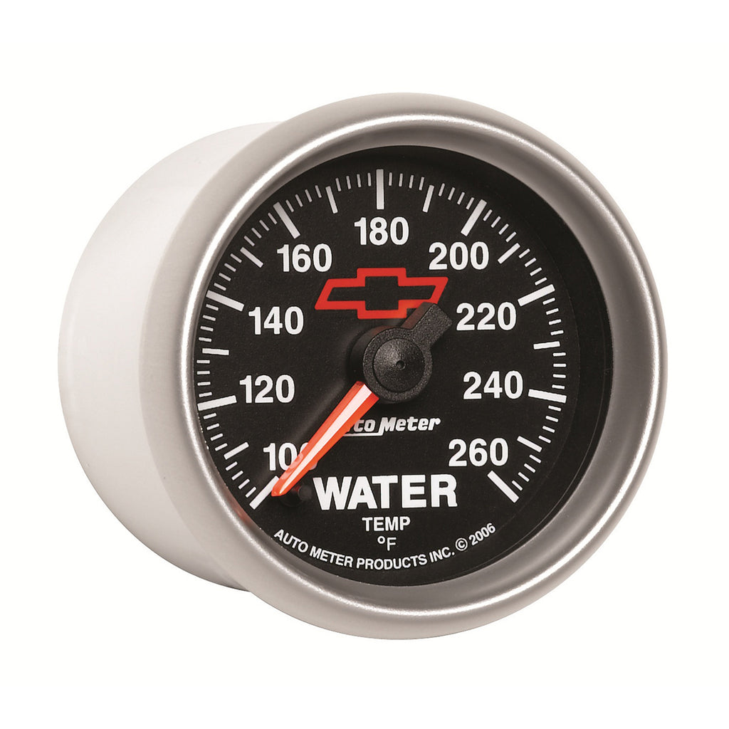 AutoMeter 3655-00406 GAGE, WTR TMP, 2 1/16", 100-260F, DIGTL STPPR MTR, CHEVY RED BOWTIE, BLACK