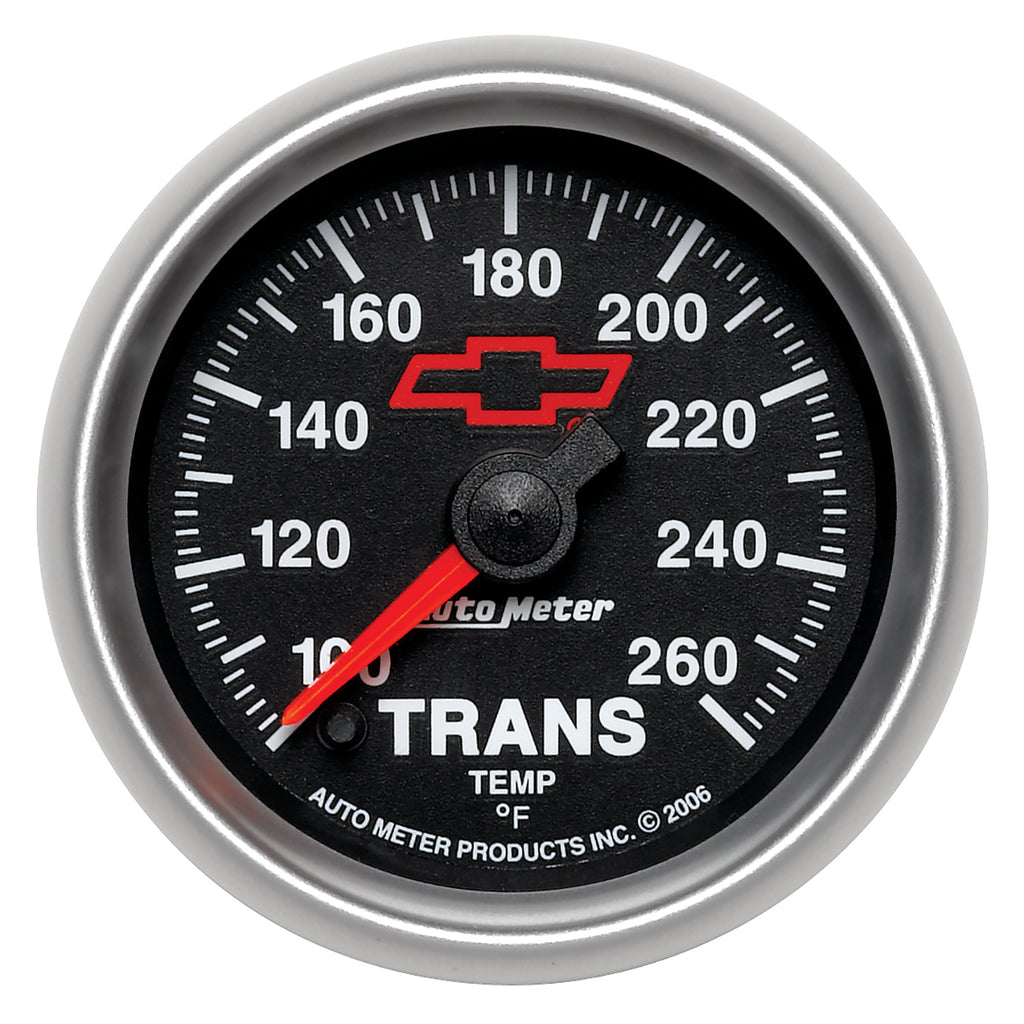 AutoMeter 3657-00406 GAGE, TRANS. TEMP, 2 1/16", 100-260F, DIGTL STPPR MTR, CHEVY RED BOWTIE, BLACK