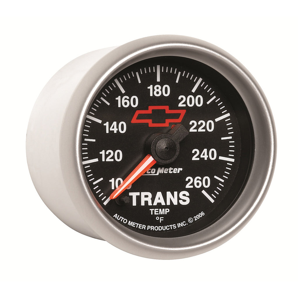 AutoMeter 3657-00406 GAGE, TRANS. TEMP, 2 1/16", 100-260F, DIGTL STPPR MTR, CHEVY RED BOWTIE, BLACK