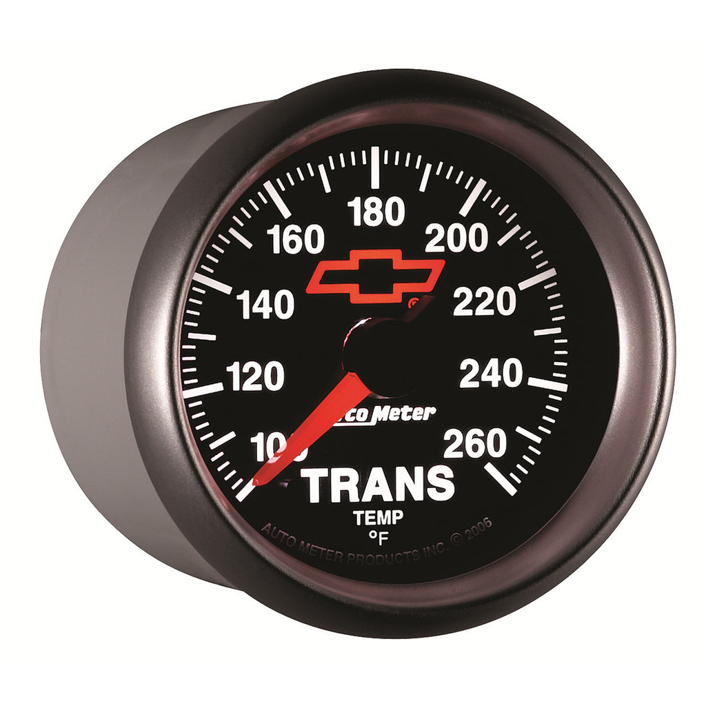 AutoMeter 3657-00406 GAGE, TRANS. TEMP, 2 1/16", 100-260F, DIGTL STPPR MTR, CHEVY RED BOWTIE, BLACK