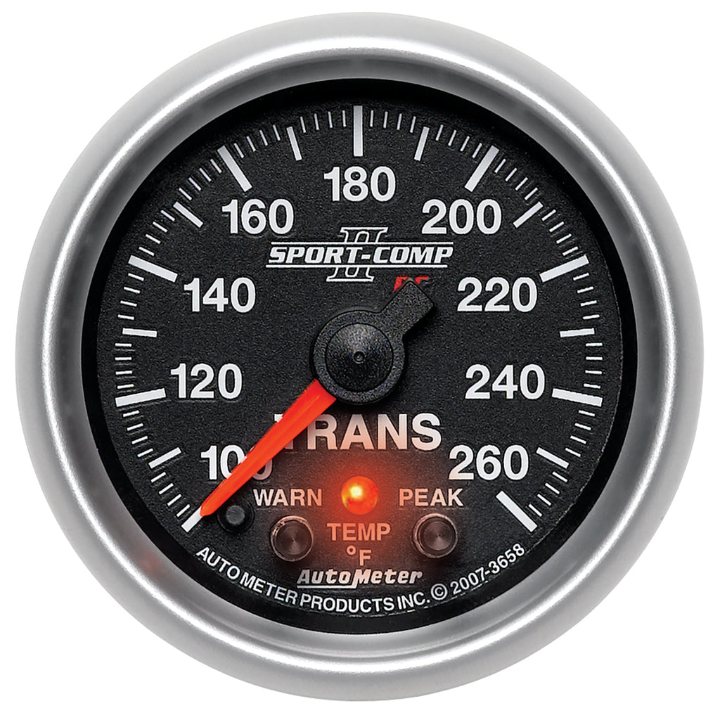 AutoMeter 3658 GAUGE, TRANS TEMP, 2 1/16", 100-260?F, STEPPER MOTOR W/PEAK & WRN, SPORT-COMP II