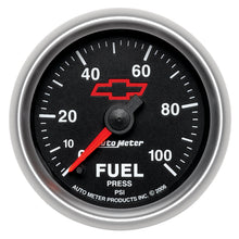 Load image into Gallery viewer, AutoMeter 3663-00406 GAGE, FUEL PRSSURE, 2 1/16", 100PSI, DIGTL STPPR MTR, CHEVY RED BOWTIE, BLACK