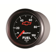 Load image into Gallery viewer, AutoMeter 3663-00406 GAGE, FUEL PRSSURE, 2 1/16", 100PSI, DIGTL STPPR MTR, CHEVY RED BOWTIE, BLACK