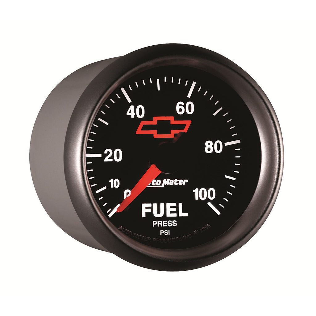 AutoMeter 3663-00406 GAGE, FUEL PRSSURE, 2 1/16", 100PSI, DIGTL STPPR MTR, CHEVY RED BOWTIE, BLACK