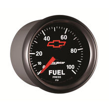 Load image into Gallery viewer, AutoMeter 3663-00406 GAGE, FUEL PRSSURE, 2 1/16", 100PSI, DIGTL STPPR MTR, CHEVY RED BOWTIE, BLACK