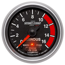 Load image into Gallery viewer, AutoMeter 3673 GAUGE, NITROUS PRESS, 2 1/16", 1600PSI, STEPPER MOTOR W/PK &amp; WRN, SPORT-COMP II