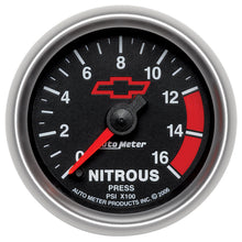 Load image into Gallery viewer, AutoMeter 3674-00406 GAGE, NTROUS PRSSURE, 2 1/16", 1600PSI, DIGTL STPPR MTR, CHEVY RED BOWTIE, BLACK