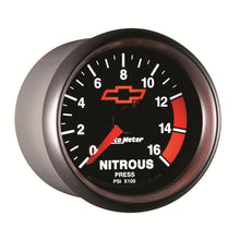 Load image into Gallery viewer, AutoMeter 3674-00406 GAGE, NTROUS PRSSURE, 2 1/16", 1600PSI, DIGTL STPPR MTR, CHEVY RED BOWTIE, BLACK