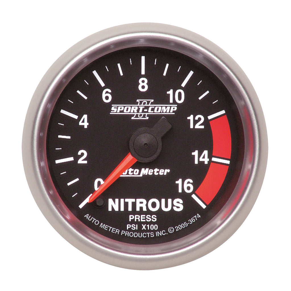 AutoMeter 3674 GAUGE, NITROUS PRESS, 2 1/16", 1600PSI, DIGITAL STEPPER MOTOR, SPORT-COMP II