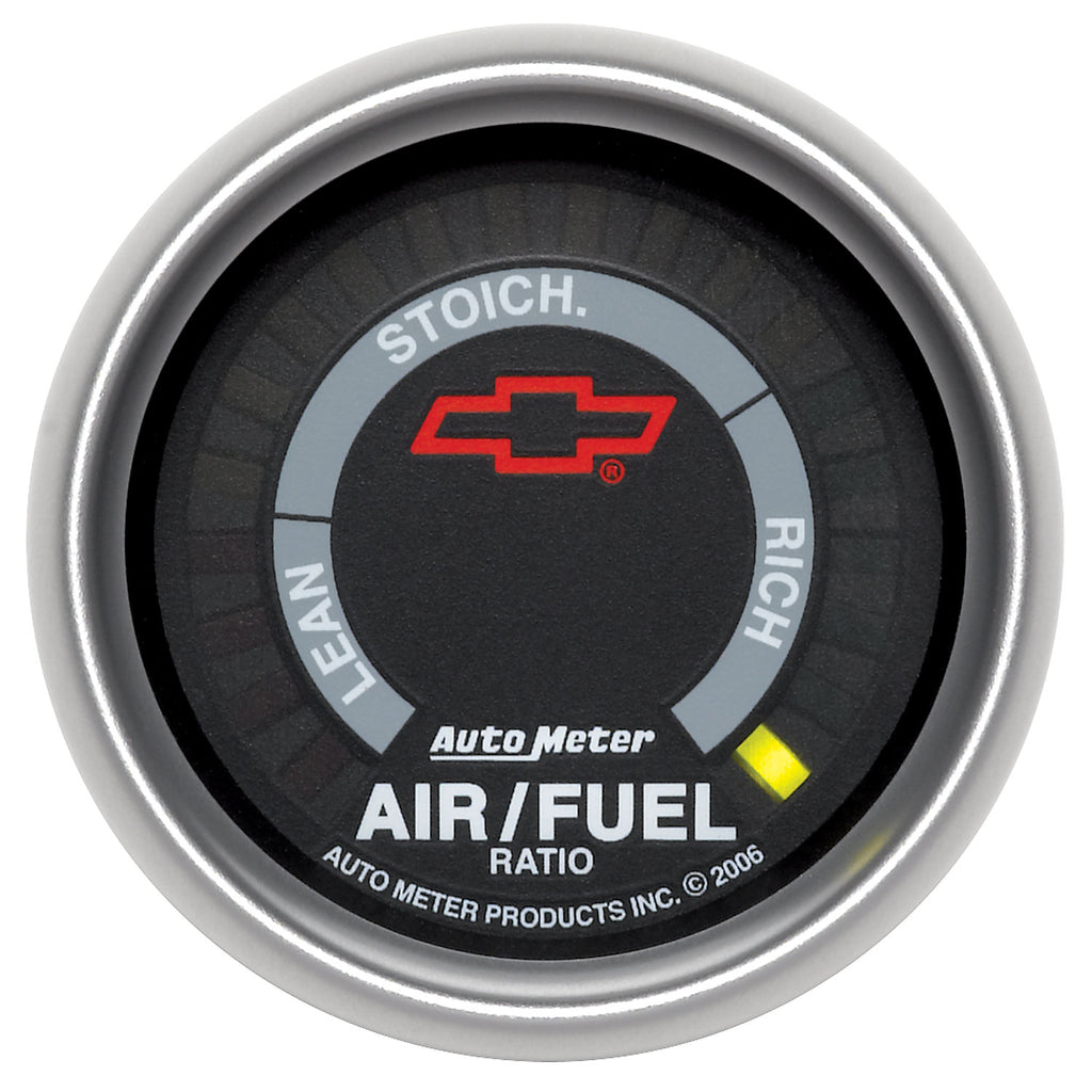 AutoMeter 3675-00406 GAGE, A/F RATIO-NRRWBND, 2 1/16", LEAN-RICH, LED ARRY, CHEVY RED BOWTIE, BLACK