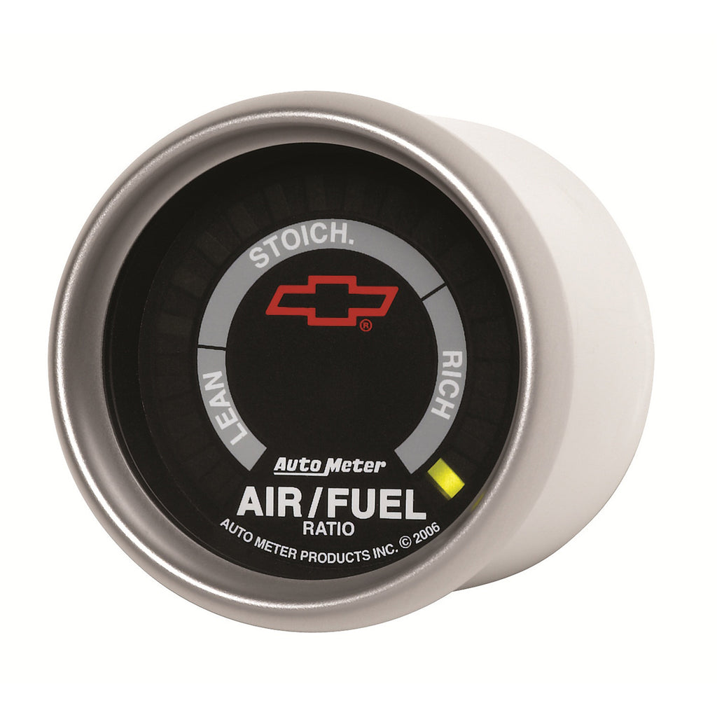 AutoMeter 3675-00406 GAGE, A/F RATIO-NRRWBND, 2 1/16", LEAN-RICH, LED ARRY, CHEVY RED BOWTIE, BLACK
