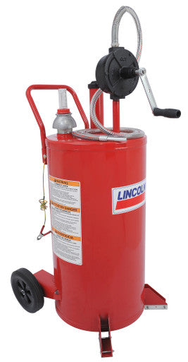 Lincoln Industrial 3675 Fuel Caddy, Steel, 2-Way Rotary Pump, Red, 25 Gallon Capacity