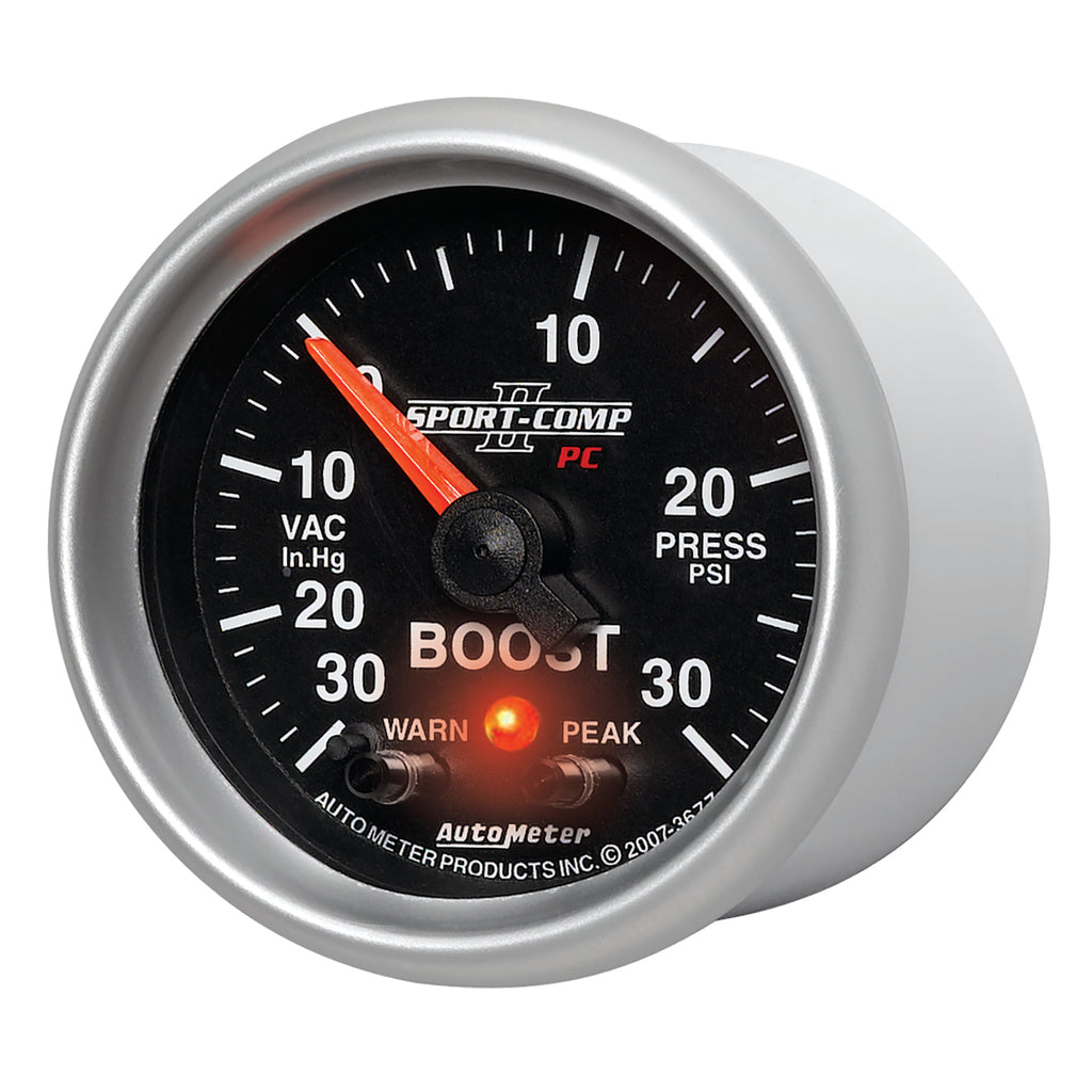 AutoMeter 3677 GAUGE, VAC/BOOST, 2 1/16", 30INHG-30PSI, STEPPER MOTOR W/PK & WRN, SPORT-COMP II