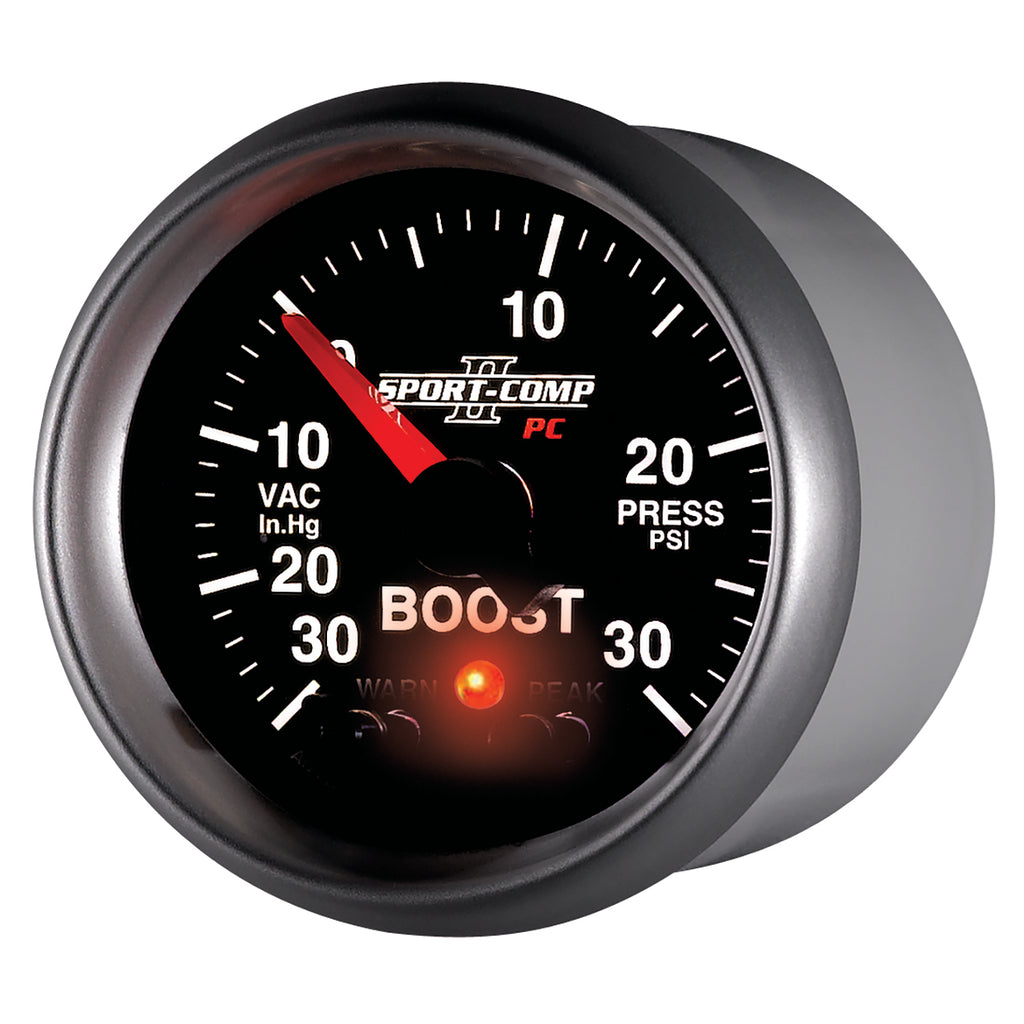 AutoMeter 3677 GAUGE, VAC/BOOST, 2 1/16", 30INHG-30PSI, STEPPER MOTOR W/PK & WRN, SPORT-COMP II