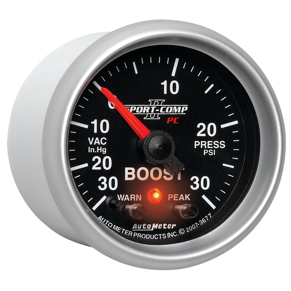 AutoMeter 3677 GAUGE, VAC/BOOST, 2 1/16", 30INHG-30PSI, STEPPER MOTOR W/PK & WRN, SPORT-COMP II