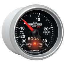 Load image into Gallery viewer, AutoMeter 3677 GAUGE, VAC/BOOST, 2 1/16", 30INHG-30PSI, STEPPER MOTOR W/PK &amp; WRN, SPORT-COMP II