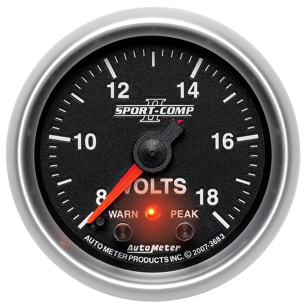 AutoMeter 3683 GAUGE, VOLTMETER, 2 1/16", 18V, DIGITAL STEPPER MOTOR W/PK & WRN, SPORT-COMP II