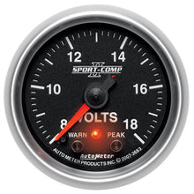 Load image into Gallery viewer, AutoMeter 3683 GAUGE, VOLTMETER, 2 1/16", 18V, DIGITAL STEPPER MOTOR W/PK &amp; WRN, SPORT-COMP II