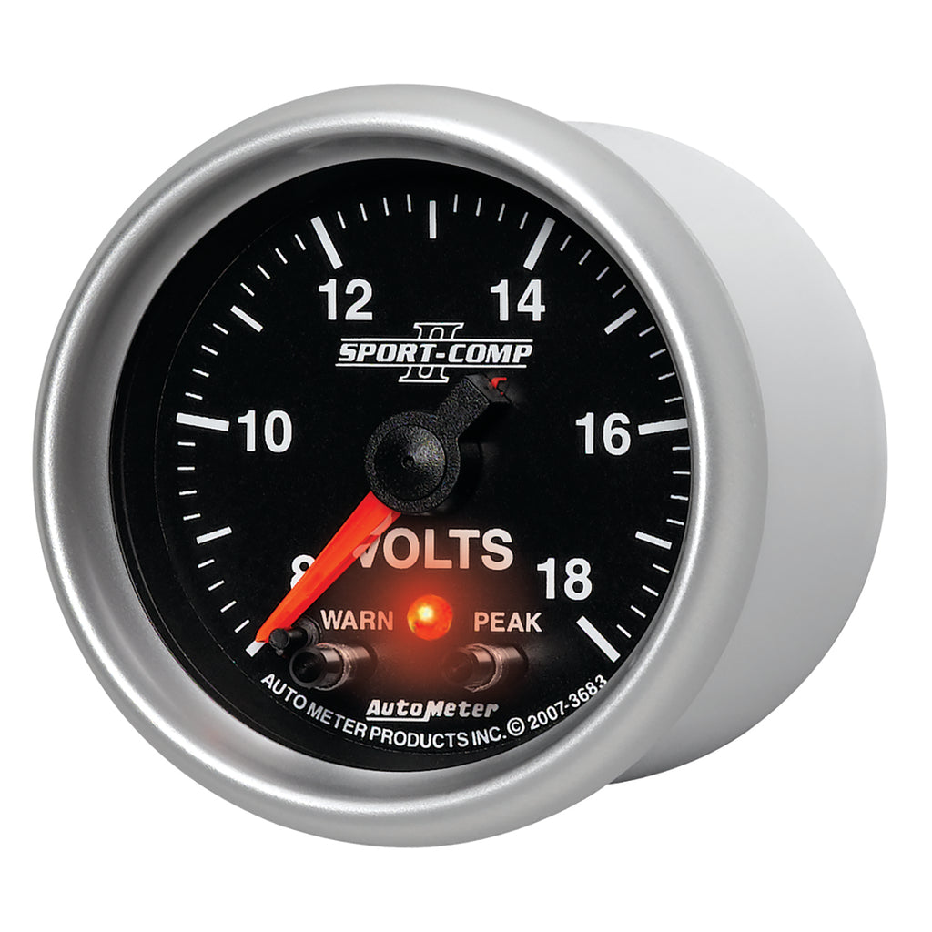 AutoMeter 3683 GAUGE, VOLTMETER, 2 1/16", 18V, DIGITAL STEPPER MOTOR W/PK & WRN, SPORT-COMP II