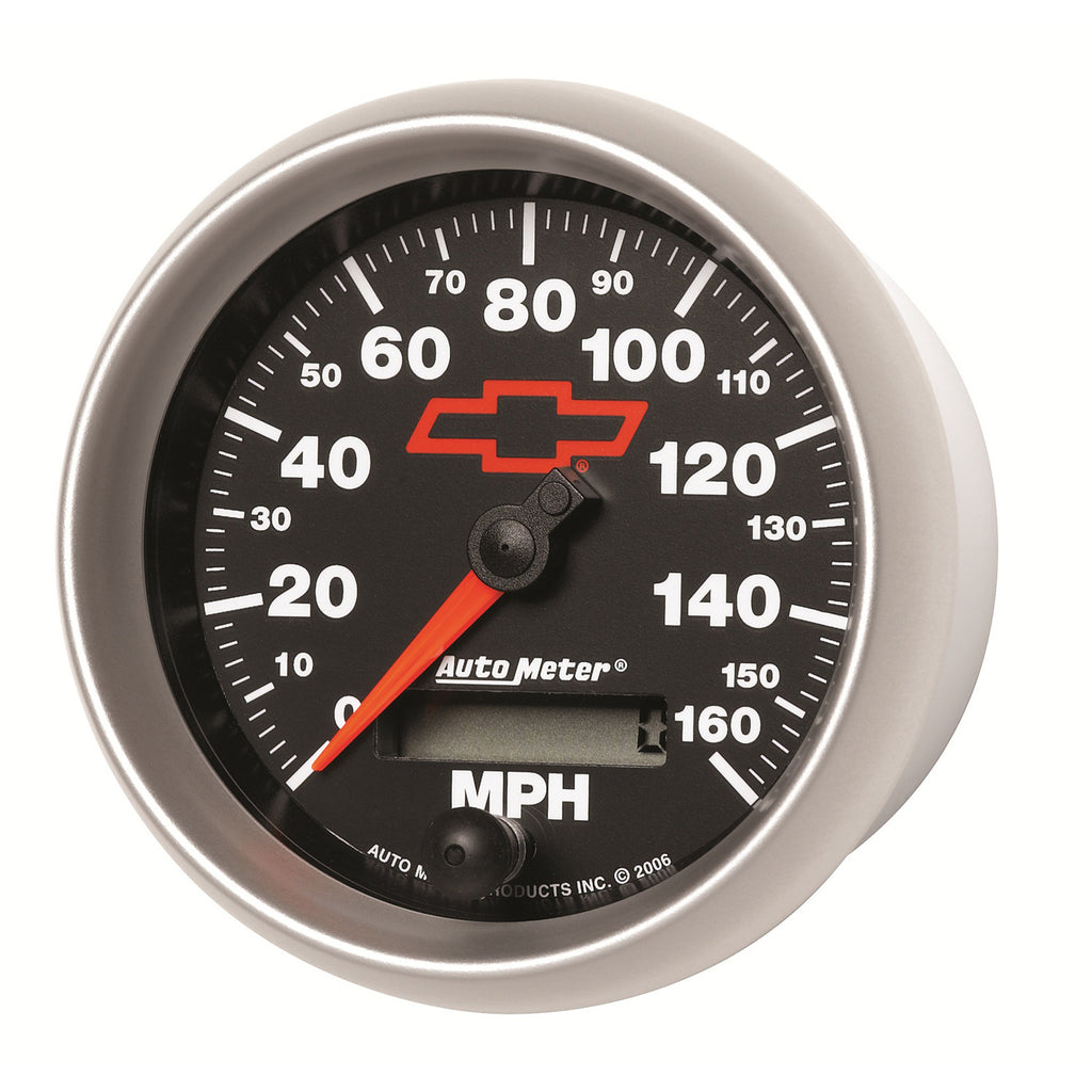 AutoMeter 3688-00406 GAUGE, SPEEDOMETER, 3 3/8", 160MPH, ELEC. PROGRAMMABLE, CHEVY RED BOWTIE, BLACK
