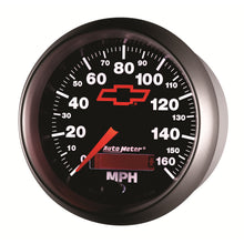 Load image into Gallery viewer, AutoMeter 3688-00406 GAUGE, SPEEDOMETER, 3 3/8", 160MPH, ELEC. PROGRAMMABLE, CHEVY RED BOWTIE, BLACK