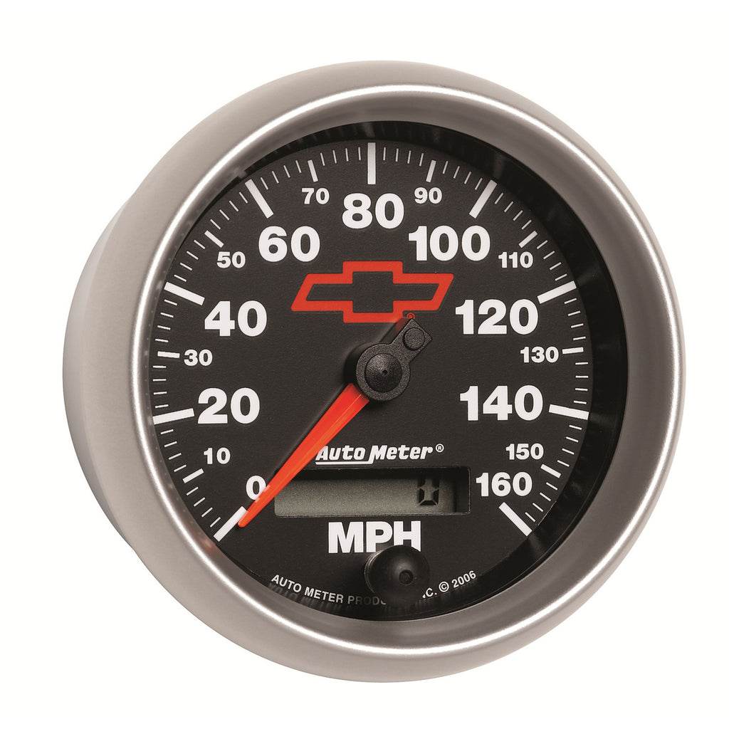 AutoMeter 3688-00406 GAUGE, SPEEDOMETER, 3 3/8", 160MPH, ELEC. PROGRAMMABLE, CHEVY RED BOWTIE, BLACK