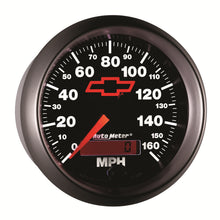 Load image into Gallery viewer, AutoMeter 3688-00406 GAUGE, SPEEDOMETER, 3 3/8", 160MPH, ELEC. PROGRAMMABLE, CHEVY RED BOWTIE, BLACK