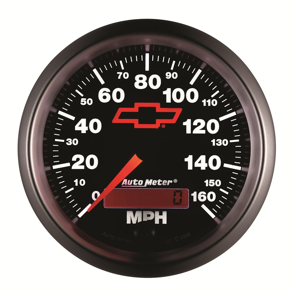 AutoMeter 3688-00406 GAUGE, SPEEDOMETER, 3 3/8", 160MPH, ELEC. PROGRAMMABLE, CHEVY RED BOWTIE, BLACK