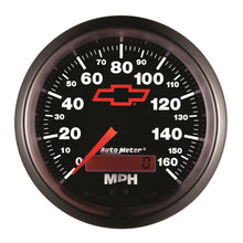 Load image into Gallery viewer, AutoMeter 3688-00406 GAUGE, SPEEDOMETER, 3 3/8", 160MPH, ELEC. PROGRAMMABLE, CHEVY RED BOWTIE, BLACK