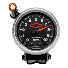 Load image into Gallery viewer, AutoMeter 3690-00406 GAGE, TACH, 3 3/4", 10K RPM, PED W/ EXT. QUICK-LITE, CHEVY RED BOWTIE, BLACK