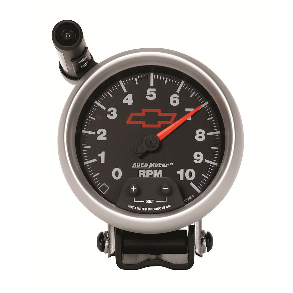 AutoMeter 3690-00406 GAGE, TACH, 3 3/4", 10K RPM, PED W/ EXT. QUICK-LITE, CHEVY RED BOWTIE, BLACK