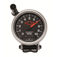 Load image into Gallery viewer, AutoMeter 3690-00406 GAGE, TACH, 3 3/4", 10K RPM, PED W/ EXT. QUICK-LITE, CHEVY RED BOWTIE, BLACK