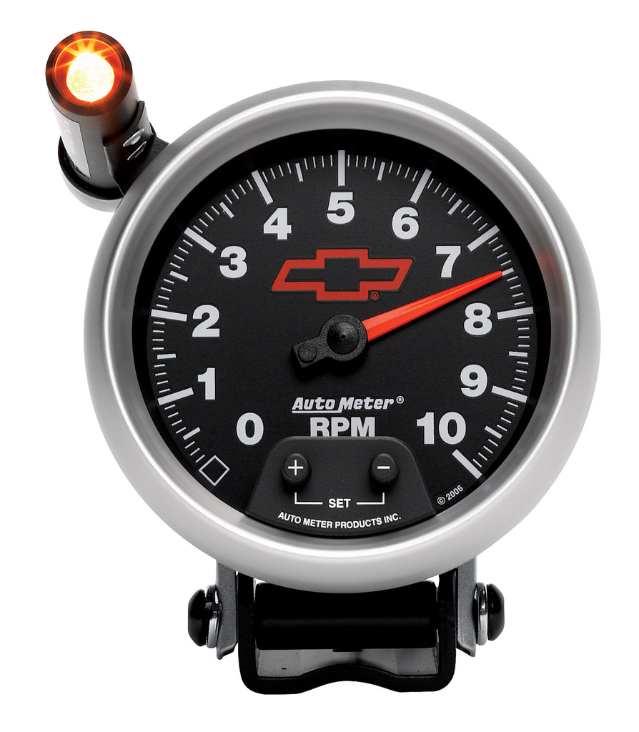 AutoMeter 3690-00406 GAGE, TACH, 3 3/4", 10K RPM, PED W/ EXT. QUICK-LITE, CHEVY RED BOWTIE, BLACK