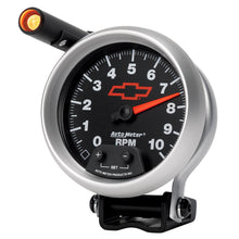 Load image into Gallery viewer, AutoMeter 3690-00406 GAGE, TACH, 3 3/4", 10K RPM, PED W/ EXT. QUICK-LITE, CHEVY RED BOWTIE, BLACK