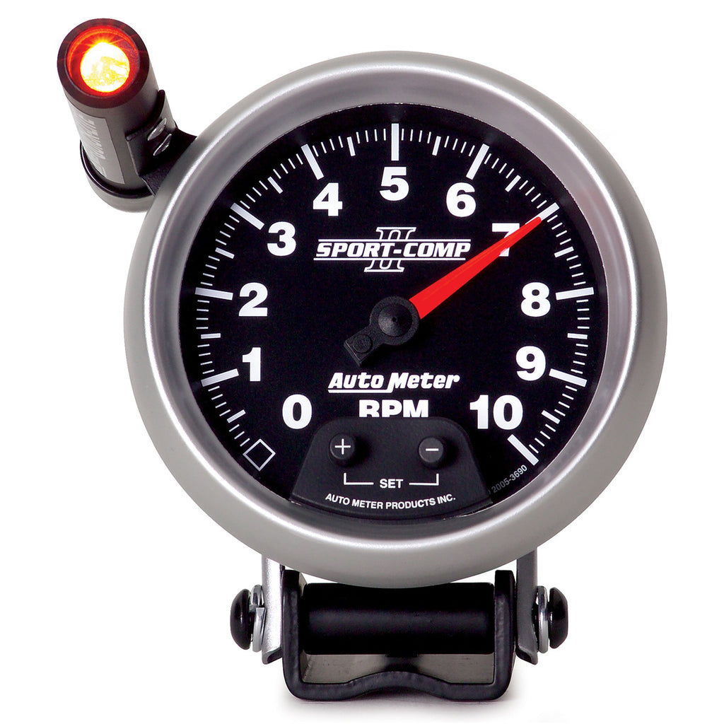 AutoMeter 3690 GAUGE, TACHOMETER, 3 3/4", 10K RPM, PEDESTAL W/ EXT. QUICK-LITE, SPORT-COMP II