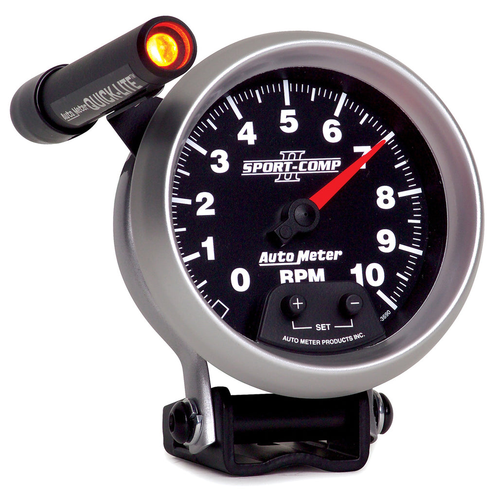 AutoMeter 3690 GAUGE, TACHOMETER, 3 3/4", 10K RPM, PEDESTAL W/ EXT. QUICK-LITE, SPORT-COMP II