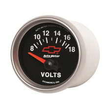 Load image into Gallery viewer, AutoMeter 3692-00406 GAUGE, VOLTMETER, 2 1/16", 18V, ELECTRIC, CHEVY RED BOWTIE, BLACK