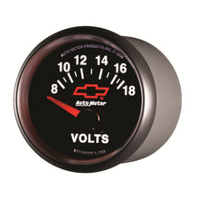 Load image into Gallery viewer, AutoMeter 3692-00406 GAUGE, VOLTMETER, 2 1/16", 18V, ELECTRIC, CHEVY RED BOWTIE, BLACK