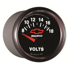 Load image into Gallery viewer, AutoMeter 3692-00406 GAUGE, VOLTMETER, 2 1/16", 18V, ELECTRIC, CHEVY RED BOWTIE, BLACK