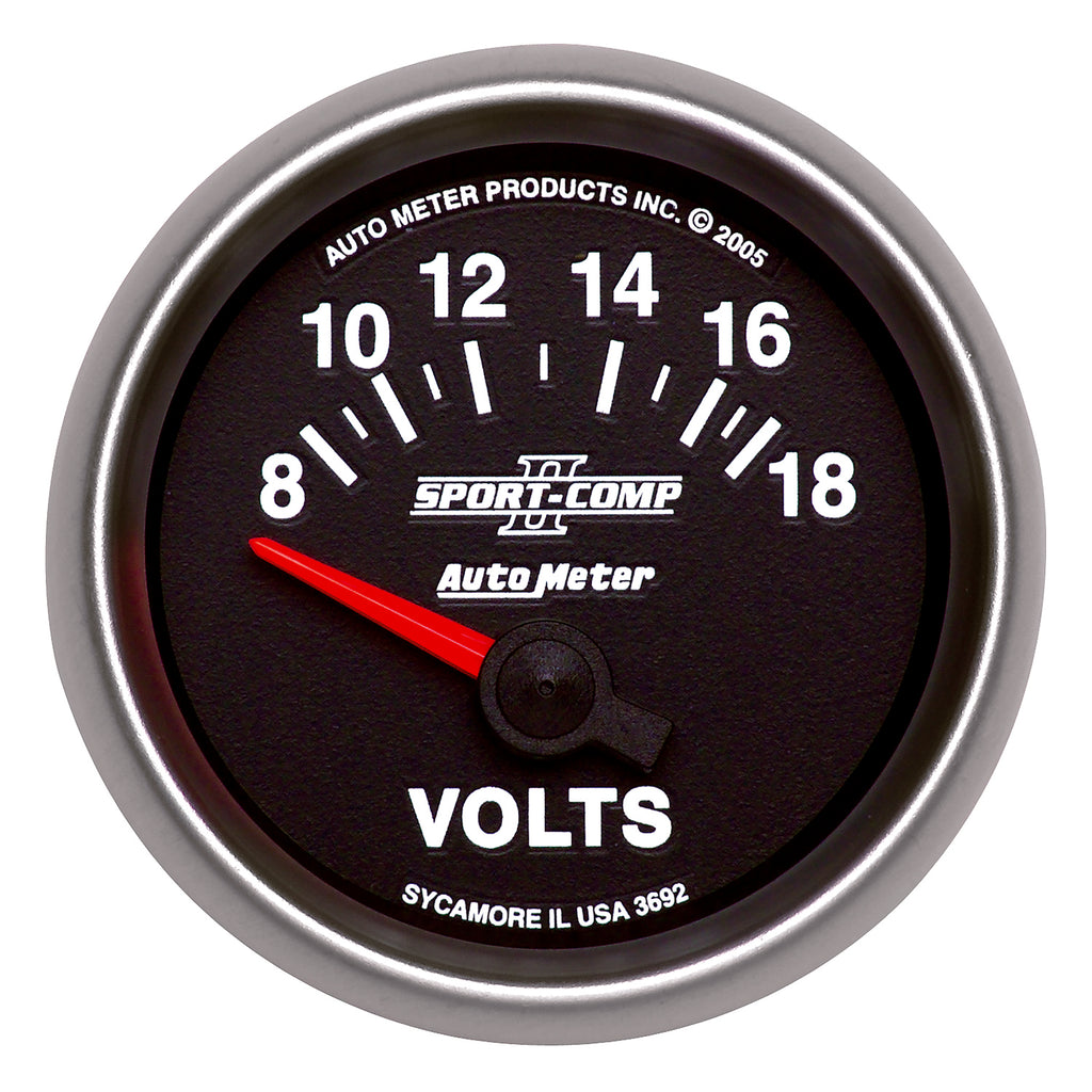 AutoMeter 3692 GAUGE, VOLTMETER, 2 1/16", 18V, ELECTRIC, SPORT-COMP II