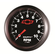 Load image into Gallery viewer, AutoMeter 3697-00406 GAUGE, TACHOMETER, 3 3/8", 10K RPM, IN-DASH, CHEVY RED BOWTIE, BLACK